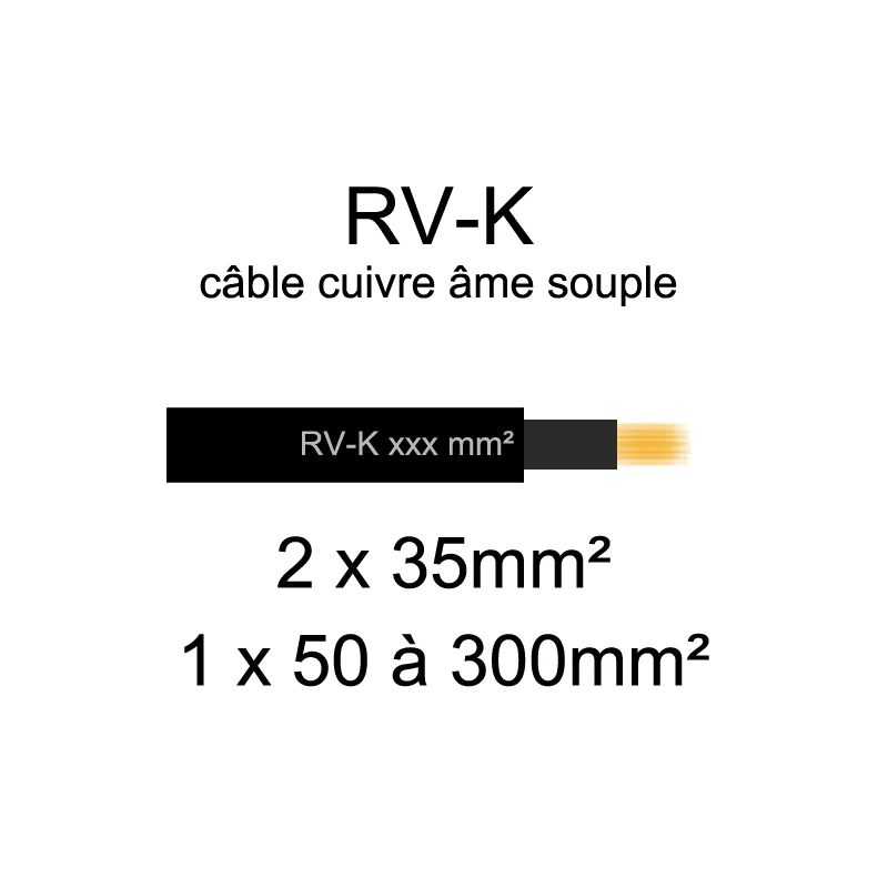 Câble électrique RV-K cuivre semi souple - 50mm² à 300mm²