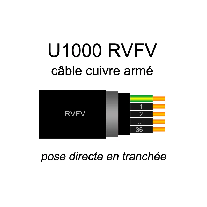 Câble électrique U1000 RVFV - Cuivre armé (résistant aux hydrocarbures)