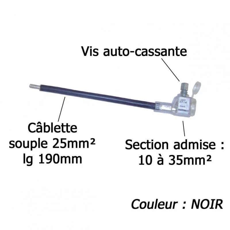 Embout réducteur de câble 10-35/25mm² Noir