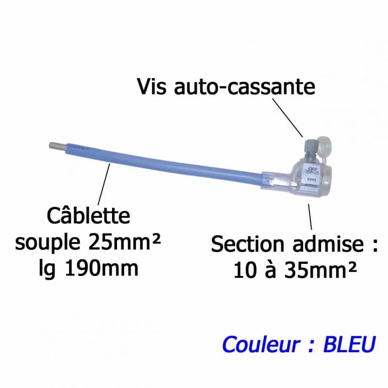 Embout réducteur de câble 10-35/25mm² Bleu