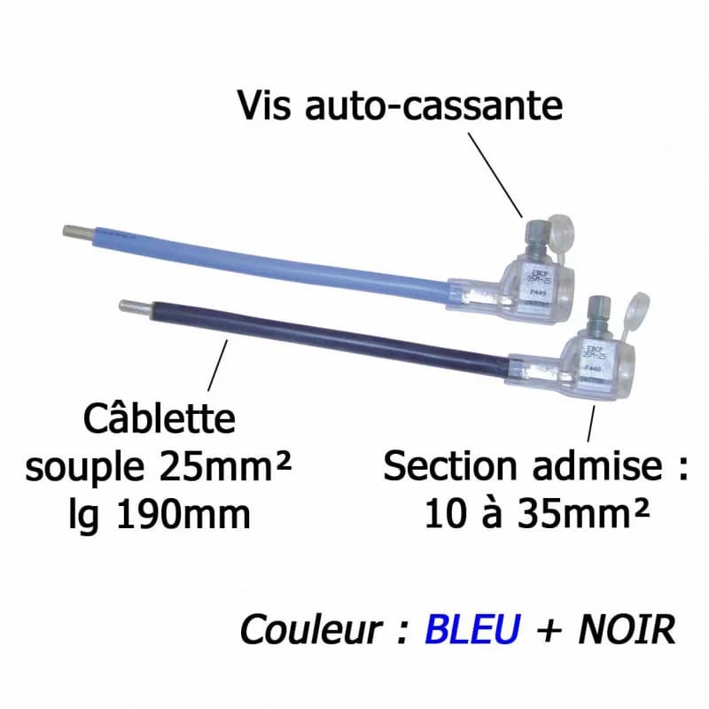 Kit 2 embouts réducteurs 10-35/25mm² (noir + bleu)