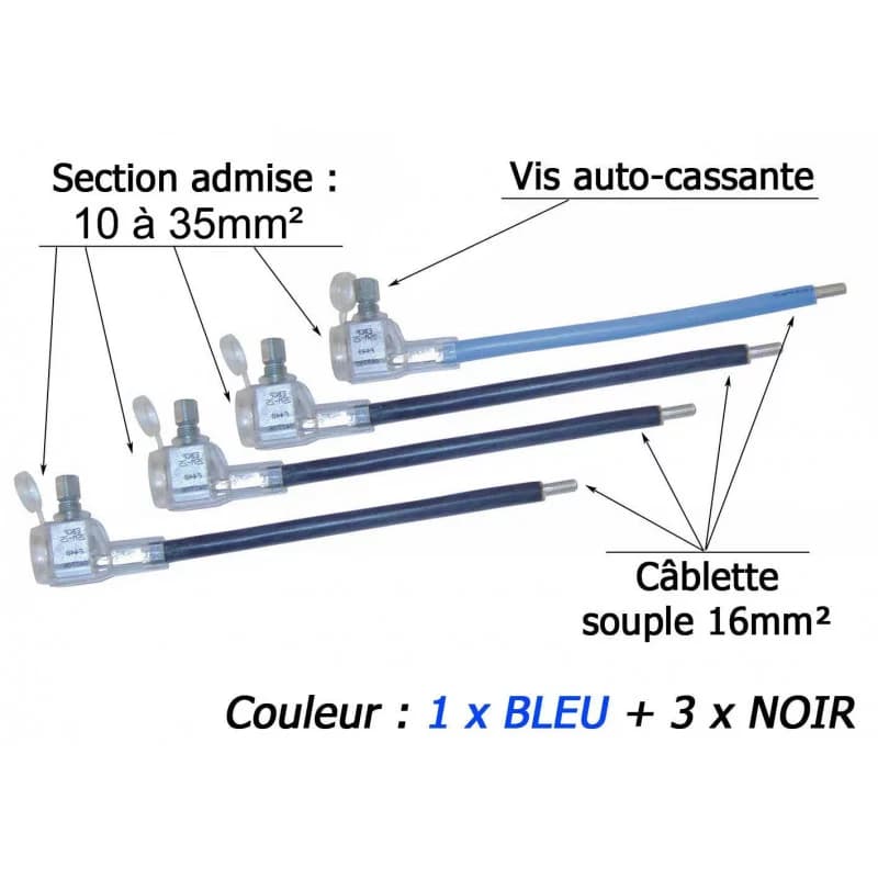 Kit 4 embouts réducteurs 10-35/25mm² assortis