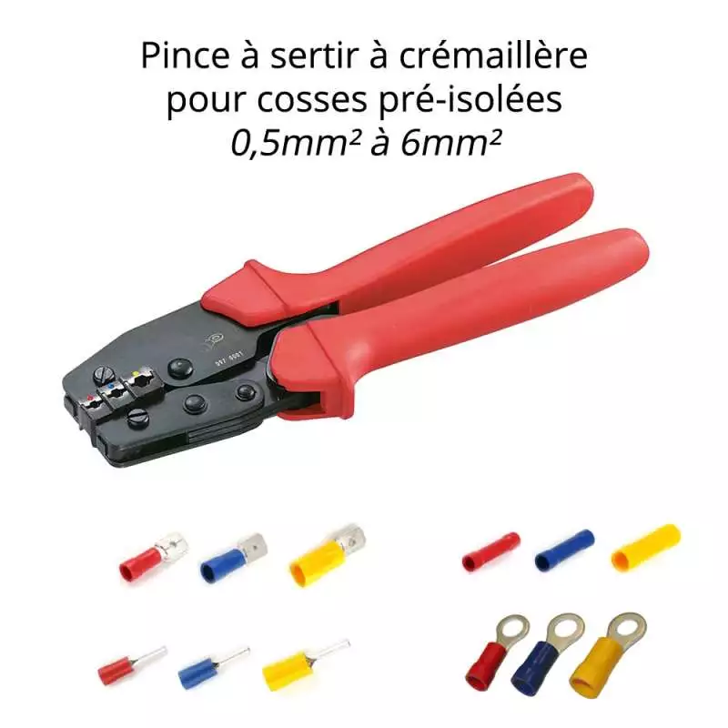 Pince à sertir à crémaillère pour cosses pré-isolées 241-35